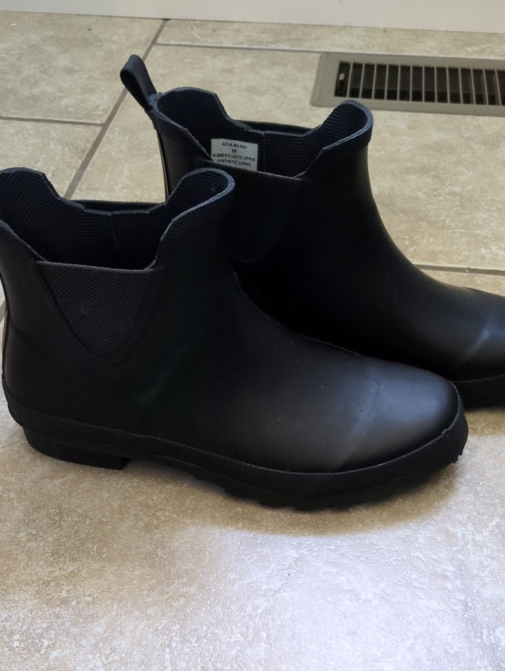 Rubber Black Chelsea Rain Ankle Boots